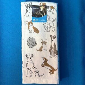 NWT 3 PACK ADORABLE DOGS TOWELS W/ FRENCHIE CORGI DACHSUND DALMATION POMERANIAN